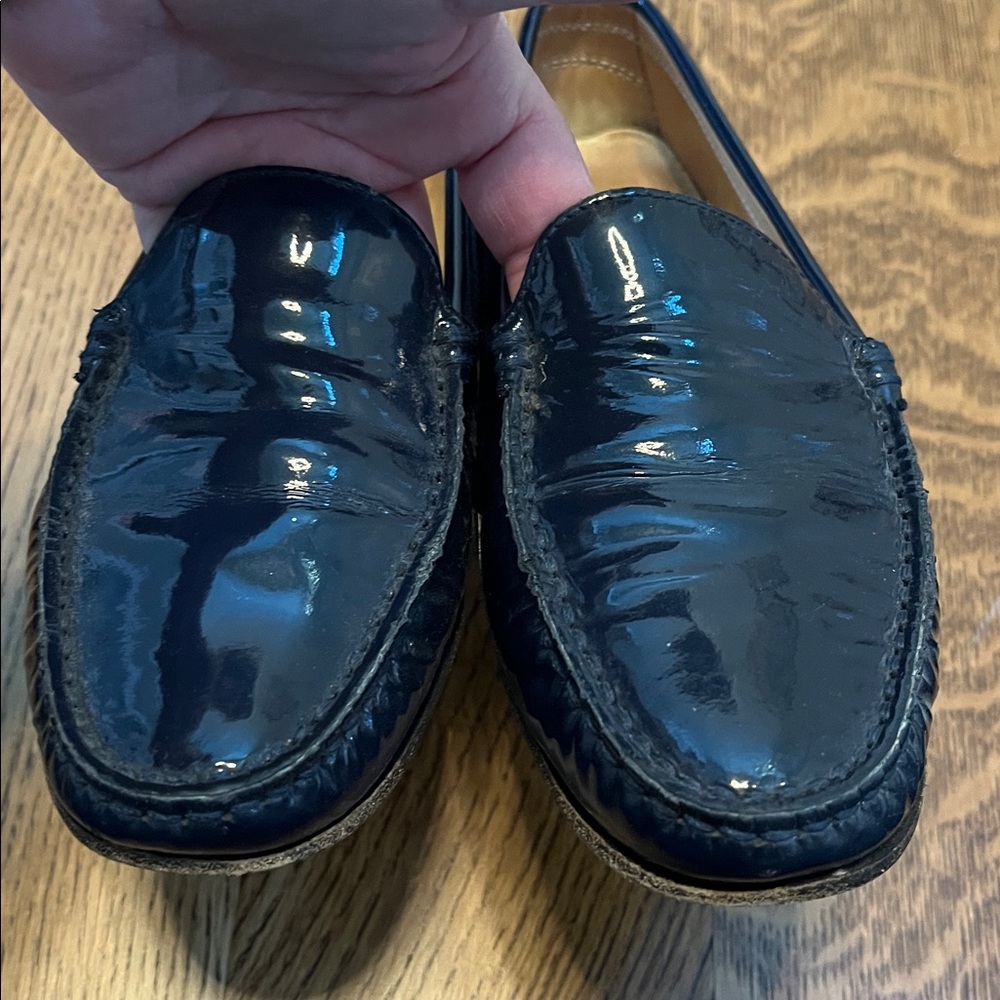 Tod’s Blue Patent Leather Penny Driving Loafers - Picture 5 of 13